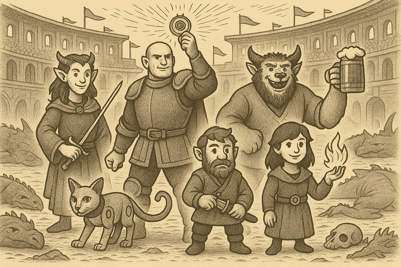 The Dreamers standing victorious in Verdant Grove Arena